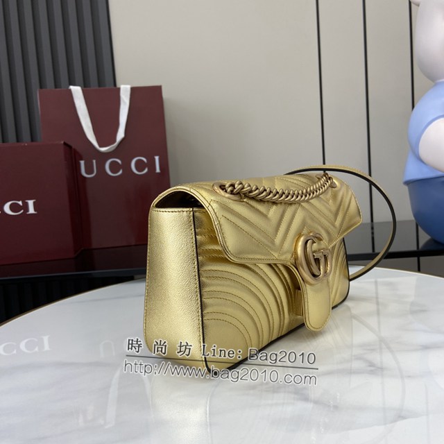 Gucci專櫃古馳最新款雙G拉鏈內袋滑鏈包單肩斜挎女包 jh2172型號：443497